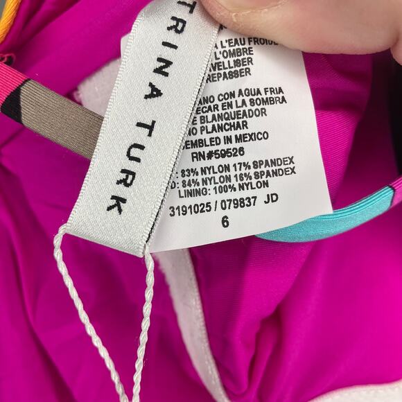 NWT TRINA TURK Gemini Plunge One Piece Floral Bright Color 6 - Picture 6 of 6